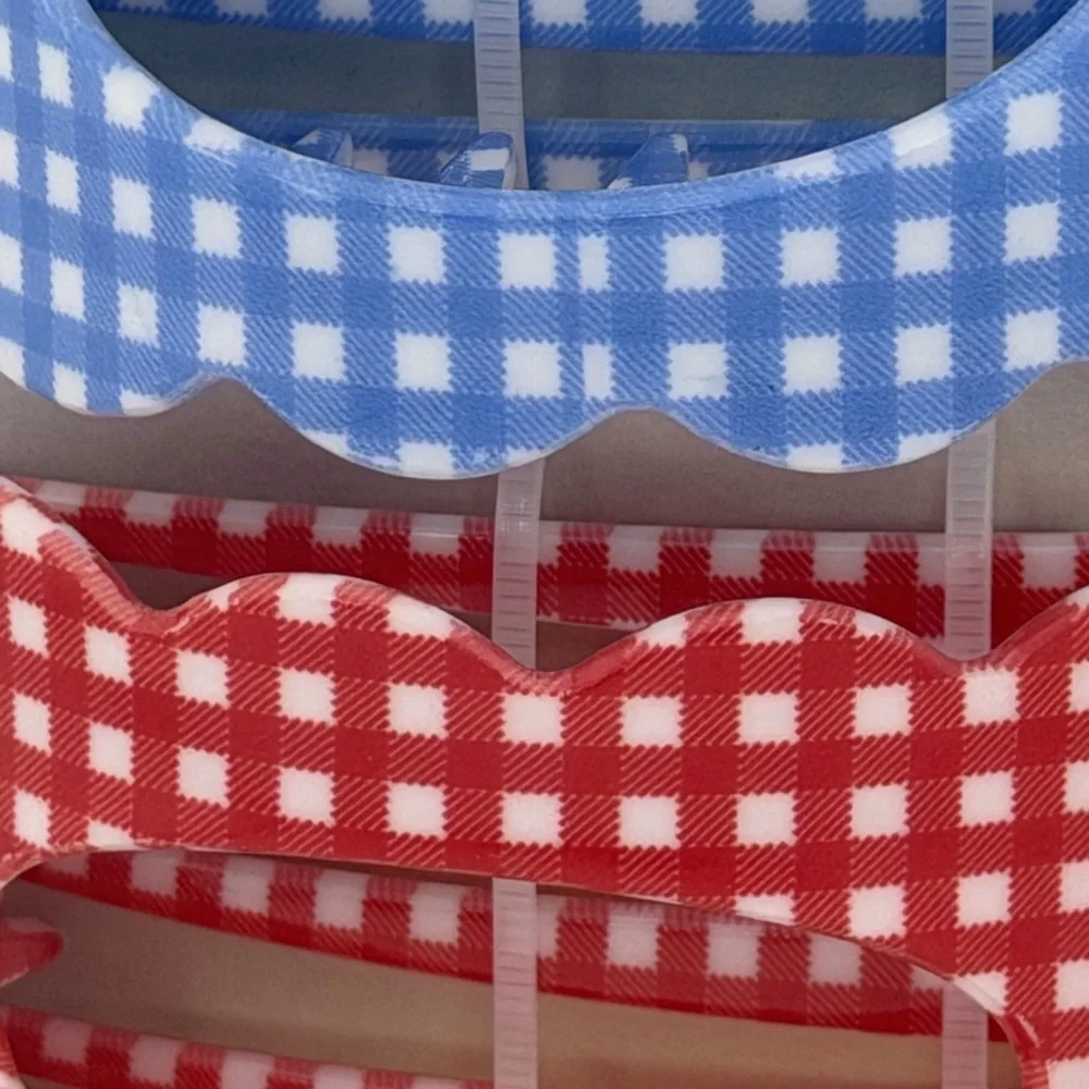 Piper K Americana Checkered Flat Lay Hair Claw Clips Set of 2 Red White Blue